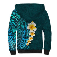 Turquosie Polynesia Sherpa Hoodie Plumeria Tropical Leaves With Galaxy Polynesian Art LT14 - Polynesian Pride