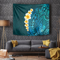 Turquosie Polynesia Tapestry Plumeria Tropical Leaves With Galaxy Polynesian Art LT14 Turquoise - Polynesian Pride