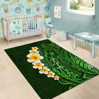 Green Polynesia Area Rug Plumeria Tropical Leaves With Galaxy Polynesian Art LT14 - Polynesian Pride