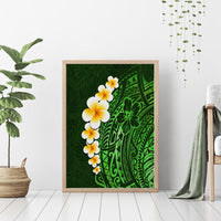 Green Polynesia Canvas Wall Art Plumeria Tropical Leaves With Galaxy Polynesian Art LT14 - Polynesian Pride