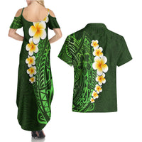 Green Polynesia Couples Matching Summer Maxi Dress and Hawaiian Shirt Plumeria Tropical Leaves With Galaxy Polynesian Art LT14 - Polynesian Pride
