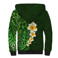 Green Polynesia Sherpa Hoodie Plumeria Tropical Leaves With Galaxy Polynesian Art LT14 - Polynesian Pride