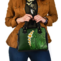 Green Polynesia Shoulder Handbag Plumeria Tropical Leaves With Galaxy Polynesian Art LT14 - Polynesian Pride