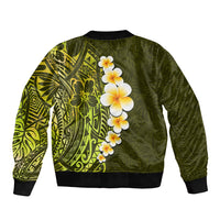 Lime Green Tropical Plumeria With Galaxy Polynesian Art Bomber Jacket LT14 - Polynesian Pride