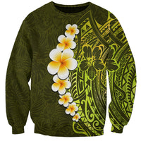 Lime Green Tropical Plumeria With Galaxy Polynesian Art Sweatshirt LT14 Unisex Lime Green - Polynesian Pride