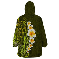 Lime Green Tropical Plumeria With Galaxy Polynesian Art Wearable Blanket Hoodie LT14 - Polynesian Pride