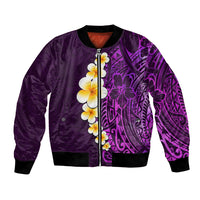 Purple Tropical Plumeria With Galaxy Polynesian Art Bomber Jacket LT14 Unisex Purple - Polynesian Pride