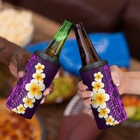 Purple Tropical Plumeria With Galaxy Polynesian Art 4 in 1 Can Cooler Tumbler