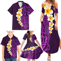 Purple Tropical Plumeria With Galaxy Polynesian Art Family Matching Summer Maxi Dress and Hawaiian Shirt LT14 - Polynesian Pride