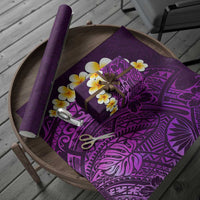 Purple Polynesia Wrapping Paper Plumeria Tropical Leaves With Galaxy Polynesian Art