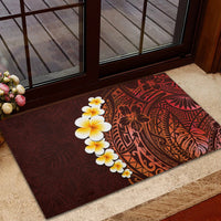 Red Tropical Plumeria With Galaxy Polynesian Art Rubber Doormat LT14 - Polynesian Pride