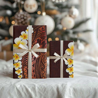 Red Polynesia Wrapping Paper Plumeria Tropical Leaves With Galaxy Polynesian Art LT14 - Polynesian Pride