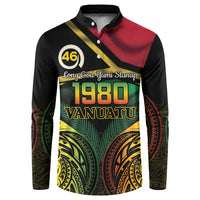 Vanuatu 1980 Button Sweatshirt Hapi 46 Yia Indipendens Anivesari LT14 Black - Polynesian Pride