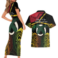 Vanuatu 1980 Couples Matching Short Sleeve Bodycon Dress and Hawaiian Shirt Hapi 45 Yia Indipendens Anivesari