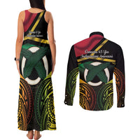 Vanuatu 1980 Couples Matching Tank Maxi Dress and Long Sleeve Button Shirt Hapi 46 Yia Indipendens Anivesari LT14 - Polynesian Pride