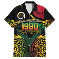 Vanuatu 1980 Family Matching Long Sleeve Bodycon Dress and Hawaiian Shirt Hapi 46 Yia Indipendens Anivesari LT14 Dad's Shirt - Short Sleeve Black - Polynesian Pride