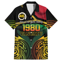 Vanuatu 1980 Family Matching Off The Shoulder Long Sleeve Dress and Hawaiian Shirt Hapi 46 Yia Indipendens Anivesari LT14 Dad's Shirt - Short Sleeve Black - Polynesian Pride