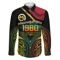 Vanuatu 1980 Family Matching Off The Shoulder Long Sleeve Dress and Hawaiian Shirt Hapi 46 Yia Indipendens Anivesari LT14 Dad's Shirt - Long Sleeve Black - Polynesian Pride