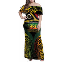 Vanuatu 1980 Family Matching Off Shoulder Maxi Dress and Hawaiian Shirt Hapi 45 Yia Indipendens Anivesari