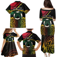 Vanuatu 1980 Family Matching Puletasi and Hawaiian Shirt Hapi 46 Yia Indipendens Anivesari LT14 - Polynesian Pride
