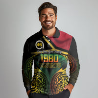 Vanuatu 1980 Long Sleeve Polo Shirt Hapi 46 Yia Indipendens Anivesari LT14 - Polynesian Pride