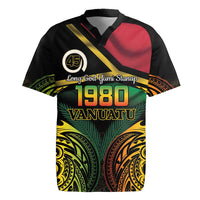 Vanuatu 1980 Rugby Jersey Hapi 46 Yia Indipendens Anivesari LT14 Black - Polynesian Pride