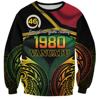 Vanuatu 1980 Sweatshirt Hapi 46 Yia Indipendens Anivesari LT14 Unisex Black - Polynesian Pride