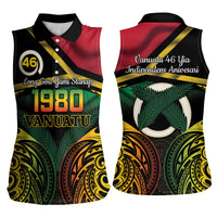 Vanuatu 1980 Women Sleeveless Polo Shirt Hapi 46 Yia Indipendens Anivesari LT14 - Polynesian Pride