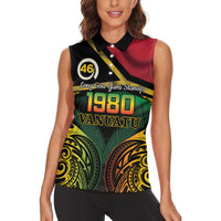 Vanuatu 1980 Women Sleeveless Polo Shirt Hapi 46 Yia Indipendens Anivesari LT14 - Polynesian Pride