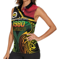Vanuatu 1980 Women Sleeveless Polo Shirt Hapi 46 Yia Indipendens Anivesari LT14 - Polynesian Pride