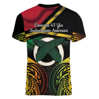 Vanuatu 1980 Women V-Neck T-Shirt Hapi 46 Yia Indipendens Anivesari LT14 - Polynesian Pride