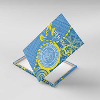 Personalised Palau Independence Day Canvas Wall Art Belau Coat Of Arms Polynesian Curve Style