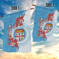 Personalised Fiji Day Garden Flag Fijian Tapa Pattern Mix Tagimoucia - Blue Version