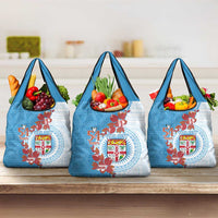 Personalised Fiji Day Grocery Bag Fijian Tapa Pattern Mix Tagimoucia - Blue Version