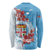 Personalised Fiji Day Long Sleeve Shirt Fijian Tapa Pattern Mix Tagimoucia - Blue Version LT14 - Polynesian Pride