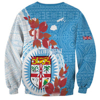 Personalised Fiji Day Sweatshirt Fijian Tapa Pattern Mix Tagimoucia - Blue Version LT14 - Polynesian Pride