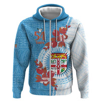 Personalised Fiji Day Zip Hoodie Fijian Tapa Pattern Mix Tagimoucia - Blue Version LT14 Zip Hoodie Blue - Polynesian Pride