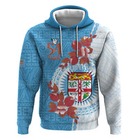 Personalised Fiji Day Zip Hoodie Fijian Tapa Pattern Mix Tagimoucia - Blue Version LT14 Pullover Hoodie Blue - Polynesian Pride