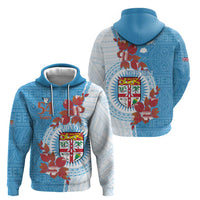 Personalised Fiji Day Zip Hoodie Fijian Tapa Pattern Mix Tagimoucia - Blue Version LT14 - Polynesian Pride