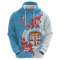 Personalised Fiji Day Zip Hoodie Fijian Tapa Pattern Mix Tagimoucia - Blue Version LT14 - Polynesian Pride