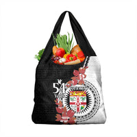 Personalised Fiji Day Grocery Bag Fijian Tapa Pattern Mix Tagimoucia - Black Version