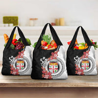 Personalised Fiji Day Grocery Bag Fijian Tapa Pattern Mix Tagimoucia - Black Version