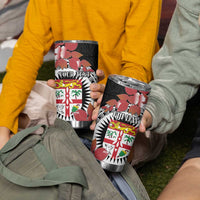 Personalised Fiji Day Tumbler Cup Fijian Tapa Pattern Mix Tagimoucia - Black Version