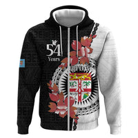 Personalised Fiji Day Zip Hoodie Fijian Tapa Pattern Mix Tagimoucia - Black Version LT14 Zip Hoodie Black - Polynesian Pride
