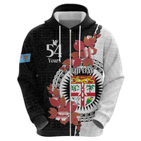 Personalised Fiji Day Zip Hoodie Fijian Tapa Pattern Mix Tagimoucia - Black Version LT14 - Polynesian Pride