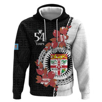 Personalised Fiji Day Zip Hoodie Fijian Tapa Pattern Mix Tagimoucia - Black Version LT14 Pullover Hoodie Black - Polynesian Pride
