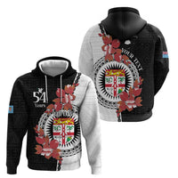 Personalised Fiji Day Zip Hoodie Fijian Tapa Pattern Mix Tagimoucia - Black Version LT14 - Polynesian Pride