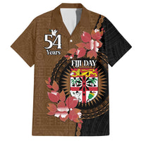 Personalised Fiji Day Family Matching Short Sleeve Bodycon Dress and Hawaiian Shirt Fijian Tapa Pattern Mix Tagimoucia - Brown Version