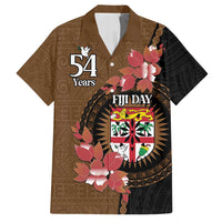 Personalised Fiji Day Family Matching Tank Maxi Dress and Hawaiian Shirt Fijian Tapa Pattern Mix Tagimoucia - Brown Version