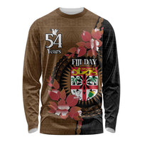 Personalised Fiji Day Long Sleeve Shirt Fijian Tapa Pattern Mix Tagimoucia - Brown Version LT14 Unisex Brown - Polynesian Pride